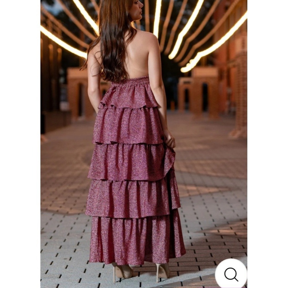 BUDDY LOVE Talia Halter Maxi Ruffle Glitter Long Dress- Valentine - S - Picture 7 of 12